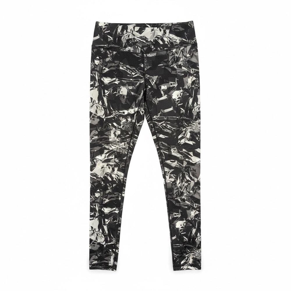 REEBOK Women's LEGGINGS Black White Size MEDIUM